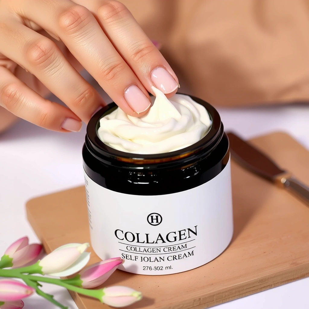 Step 3: Applying collagen cream with gentle massage